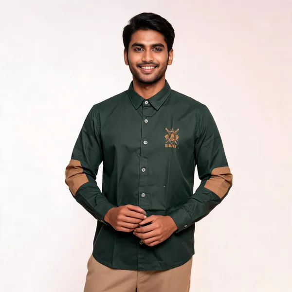 Dark_Green_Cotton_Regular_Fit_Maharana_Embroidered_Shirt_For_Men