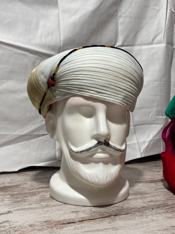 cotton_fabric_White_Pleated_Turban_for_Men