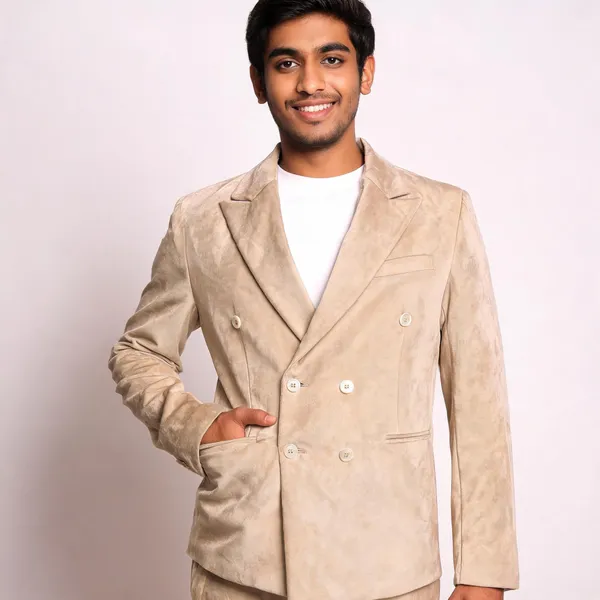 Beige_Velvet_Double_Breasted_Blazer_For_Men