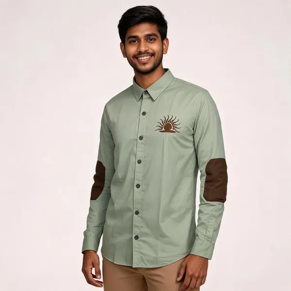 Sage_Green_Cotton_Embroidered_Rajputana_Shirt_For_Men