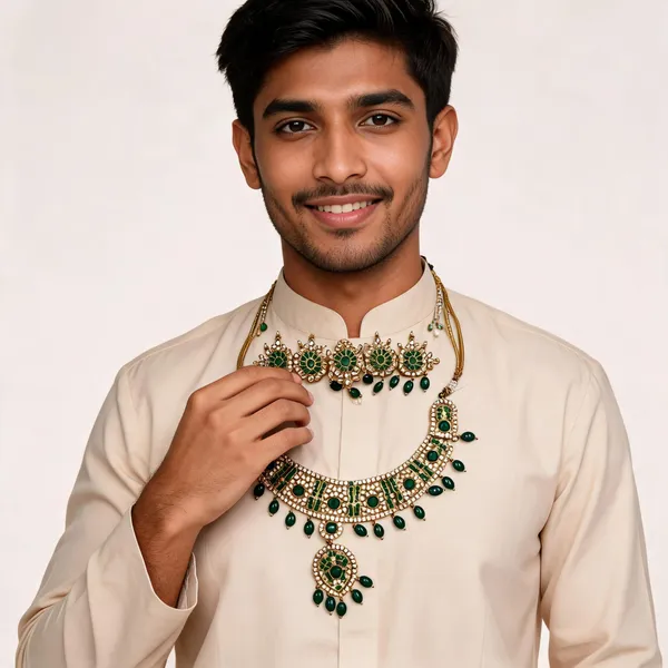 Metal_Gold-Tone_Green_Stone_Khanta_Necklace_Set