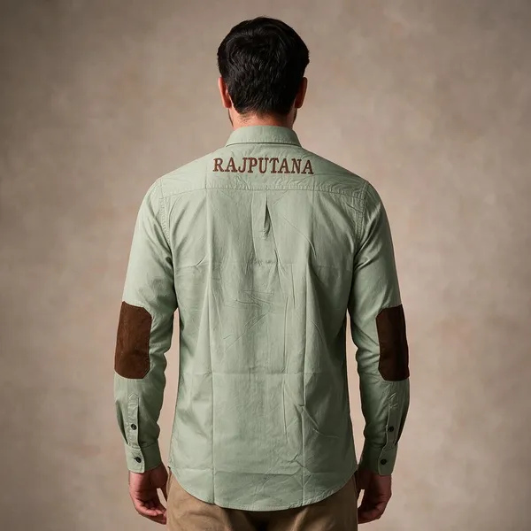 Olive_Green_Cotton_Embroidered_Rajputana_Shirt_For_Men