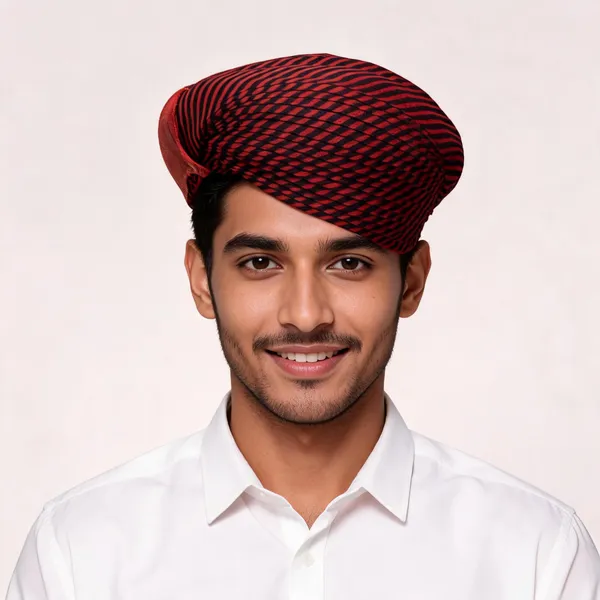 Red_And_Black_Cotton_Patterned_Turban_For_Men