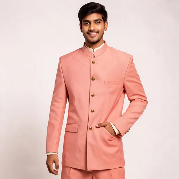 Coral_Cotton_Bandhgala_Jodhpuri_Coat_Pant_Set_For_Men