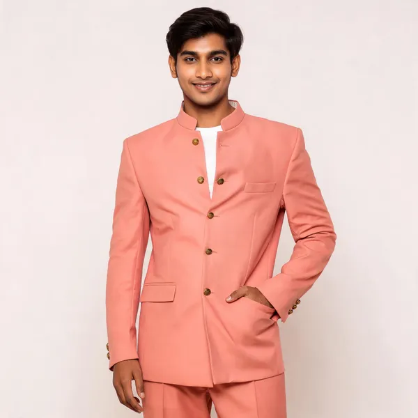Coral_Cotton_Bandhgala_Jodhpuri_Coat_Pant_Set_For_Men
