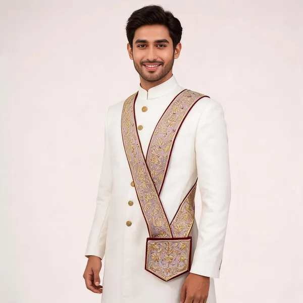 Zardozi_Embroidered_Gold_Aki_Belt_For_Men