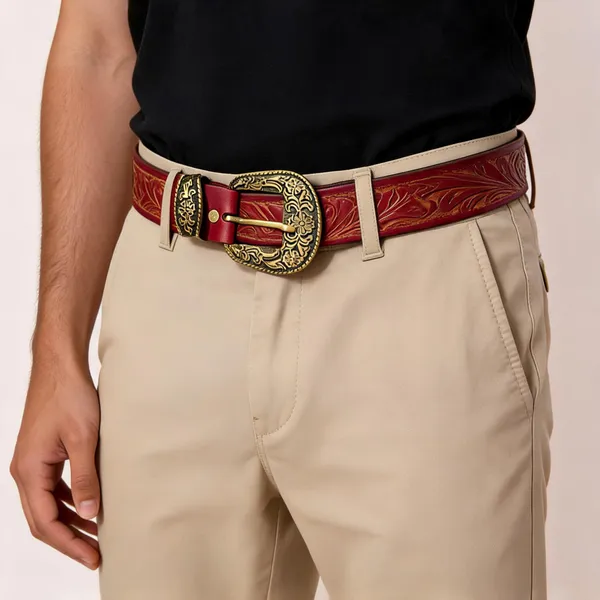 Maroon_Leather_Embossed_Textured_Fashion_Belt_For_Men