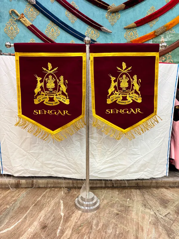 velvet_fabric_embroidery_sengar_rajput_T-stand_flag