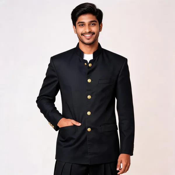 Black_Cotton_Bandhgala_Jodhpuri_Coat_Pant_Set_For_Men