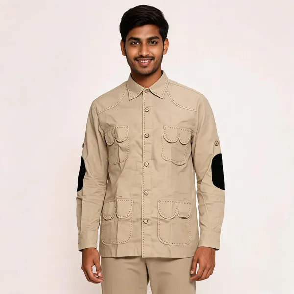 Beige_Cotton_Linen_Multi-Pocket_Utility_Hunting_Shirt_For_Men