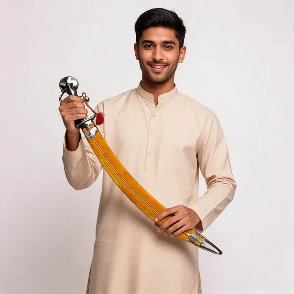 Orange_Metal_Decorative_Curved_Talwar_Display_Piece