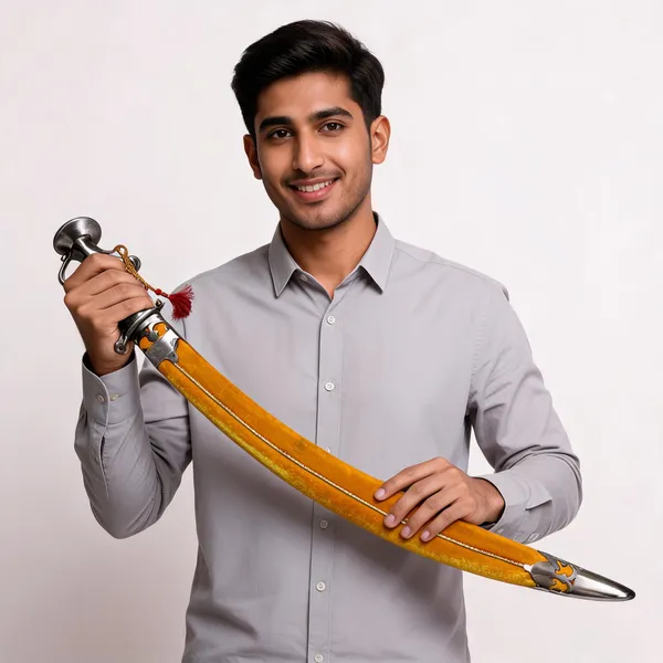 Orange_Metal_Decorative_Curved_Talwar_Display_Piece