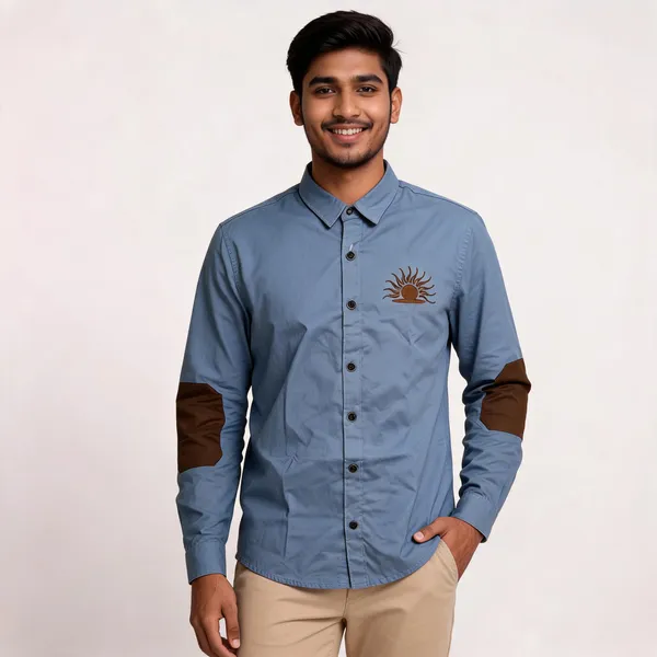Blue_Cotton_Embroidered_Sun_Motif_Casual_Shirt_For_Men