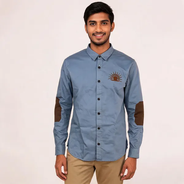 Blue_Cotton_Embroidered_Sun_Motif_Casual_Shirt_For_Men