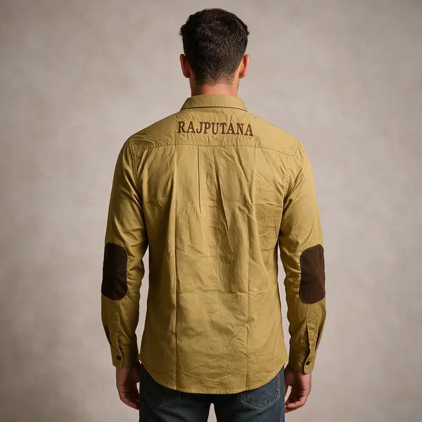 Mustard_Cotton_Embroidered_Rajputana_Shirt_For_Men