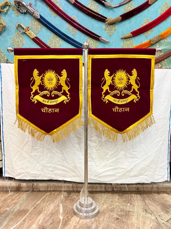 velvet_fabric_embroidery_Mewad_rajput_T-stand_flag