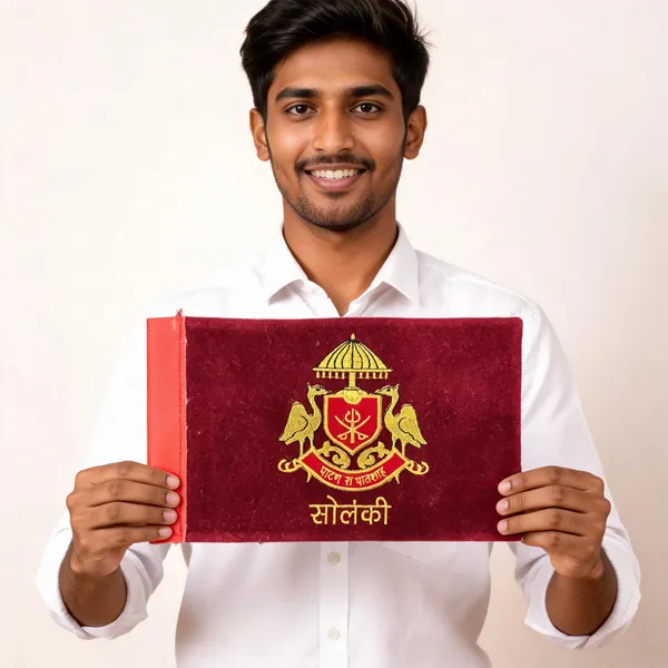 Velvet_Red_Solanki_Rajput_Embroidered_Car_Flag