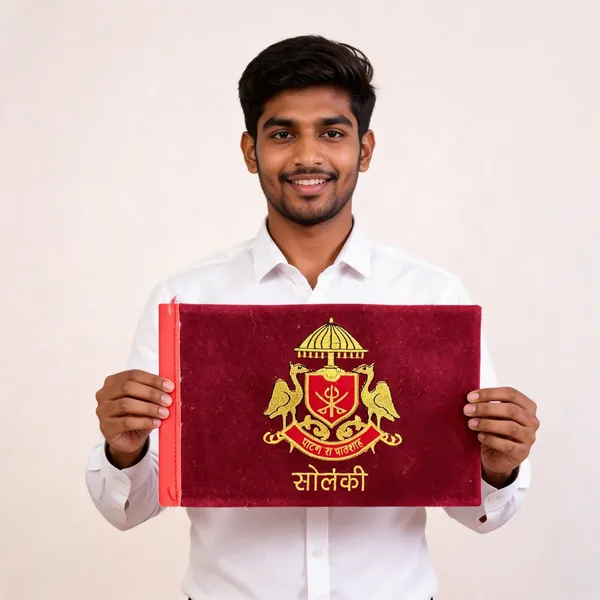Velvet_Red_Solanki_Rajput_Embroidered_Car_Flag