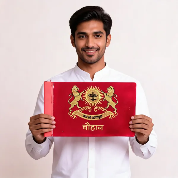 Velvet_Red_Chauhan_Rajput_Embroidered_Car_Flag
