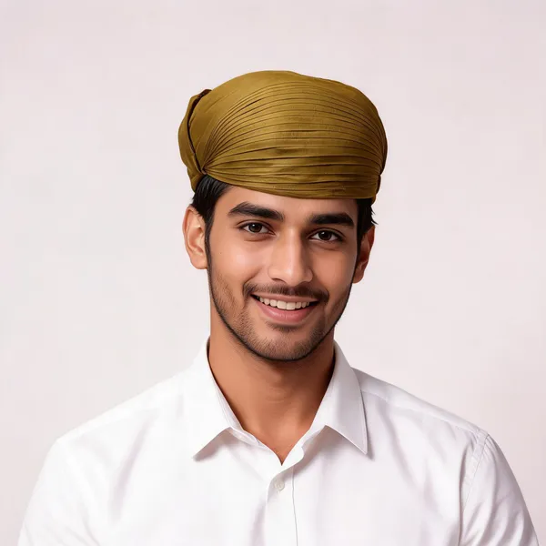 Mustard_Cotton_Pleated_Traditional_Turban_For_Men