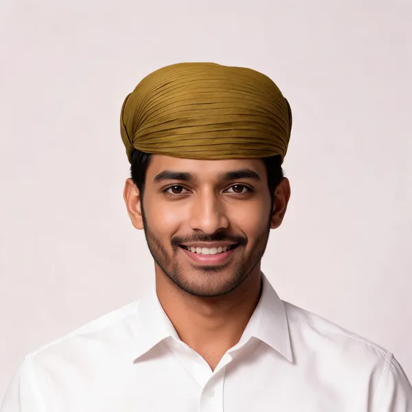 Mustard_Cotton_Pleated_Traditional_Turban_For_Men
