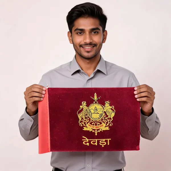 Velvet_Maroon_Devda_Rajput_Embroidered_Car_Flag