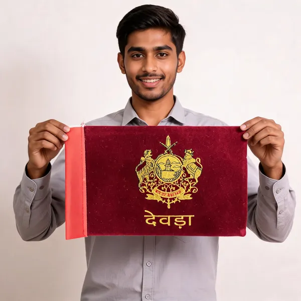 Velvet_Maroon_Devda_Rajput_Embroidered_Car_Flag