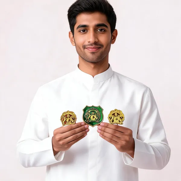 Gold_And_Green_Metal_Religious_Motif_Emblem_Set_For_Men