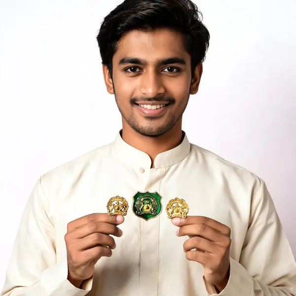 Gold_And_Green_Metal_Religious_Motif_Emblem_Set_For_Men