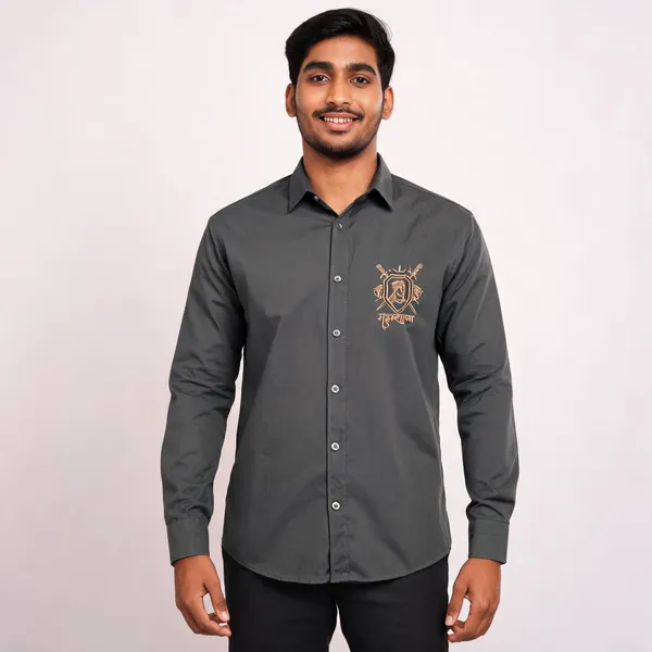 Grey_Cotton_Embroidered_Rajputana_Shirt_For_Men