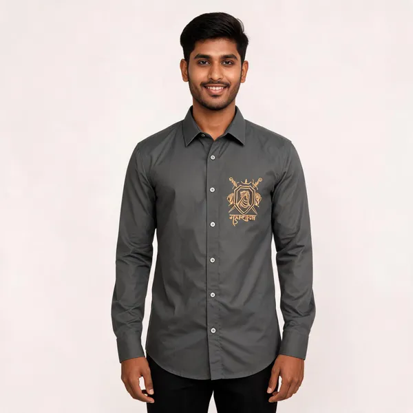 Grey_Cotton_Embroidered_Rajputana_Shirt_For_Men