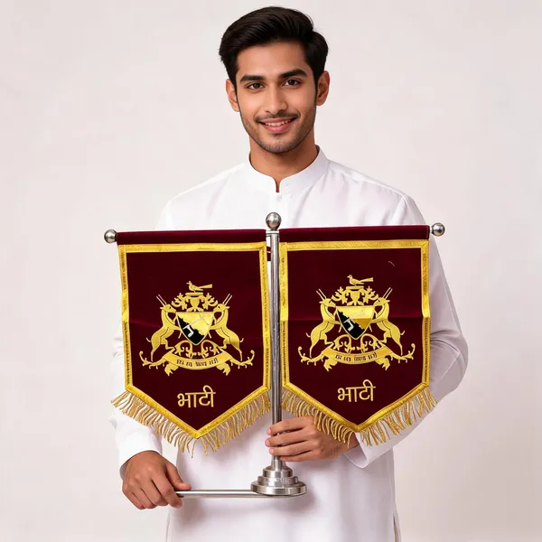 Maroon_Velvet_Embroidered_Bhati_Rajput_T-Stand_Flag