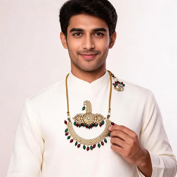 Metal_Gold-Tone_Green_Maroon_Stone_Khanta_Choker_Set