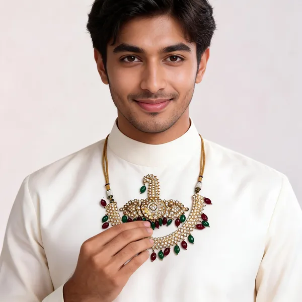 Metal_Gold-Tone_Green_Maroon_Stone_Khanta_Choker_Set