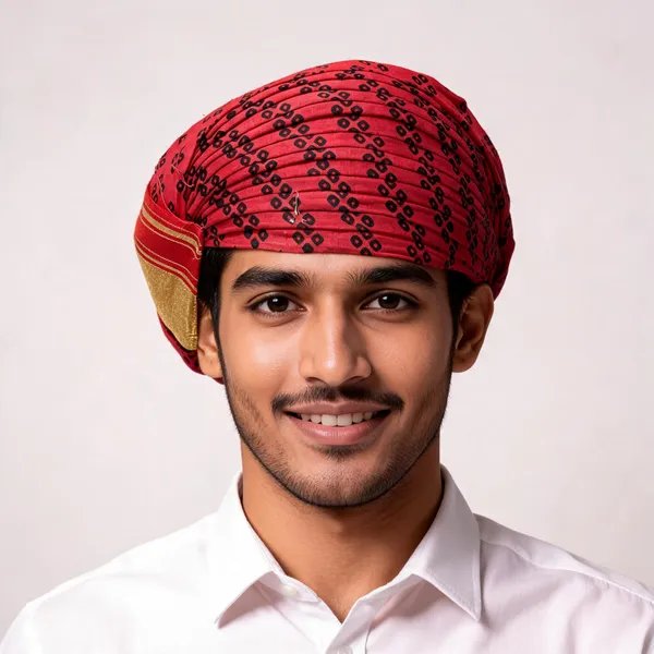 Red_Cotton_Printed_Traditional_Turban_For_Men