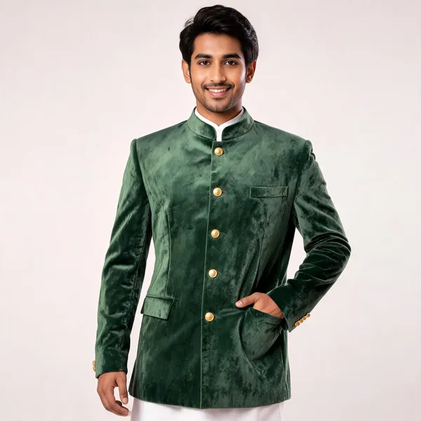 Green_Velvet_Bandhgala_Jodhpuri_Coat_For_Men
