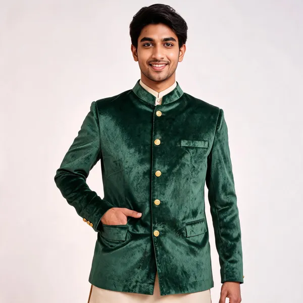 Green_Velvet_Bandhgala_Jodhpuri_Coat_For_Men