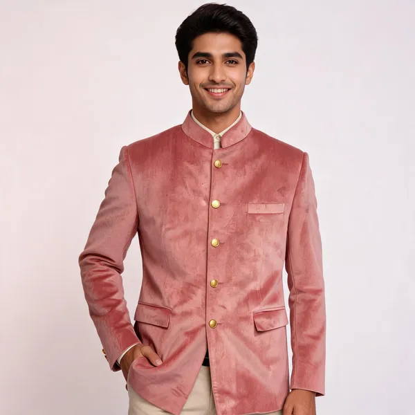 Pink_Velvet_Bandhgala_Jodhpuri_Coat_For_Men