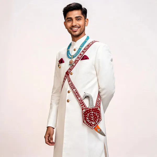 Zardozi_Embroidered_White_Katar_Belt_For_Men