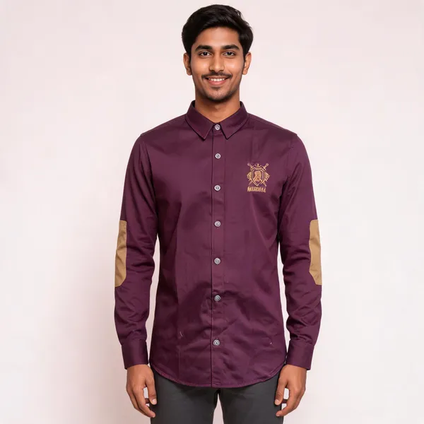 Maroon_Cotton_Regular_Fit_Maharana_Crest_Embroidered_Shirt_For_Men