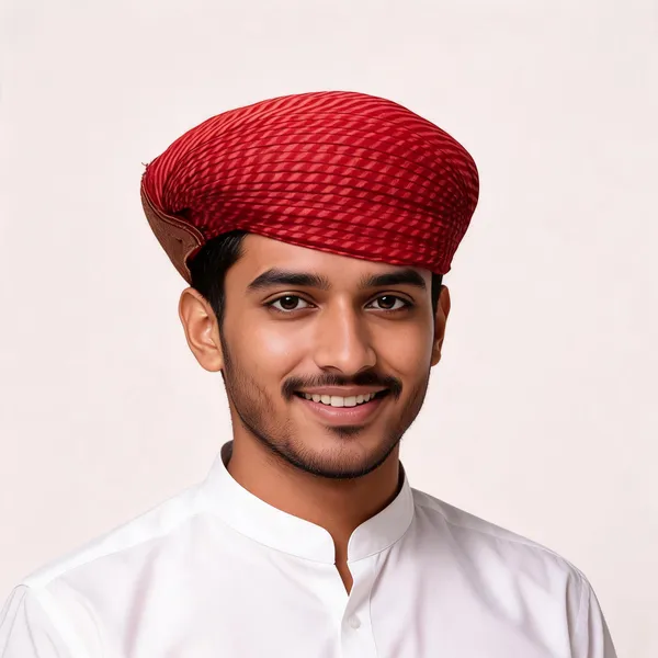 Red_Cotton_Textured_Traditional_Turban_For_Men