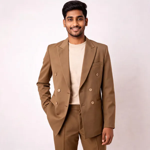 Tan_Cotton_Double_Breasted_Blazer_Coat_Pant_For_Men