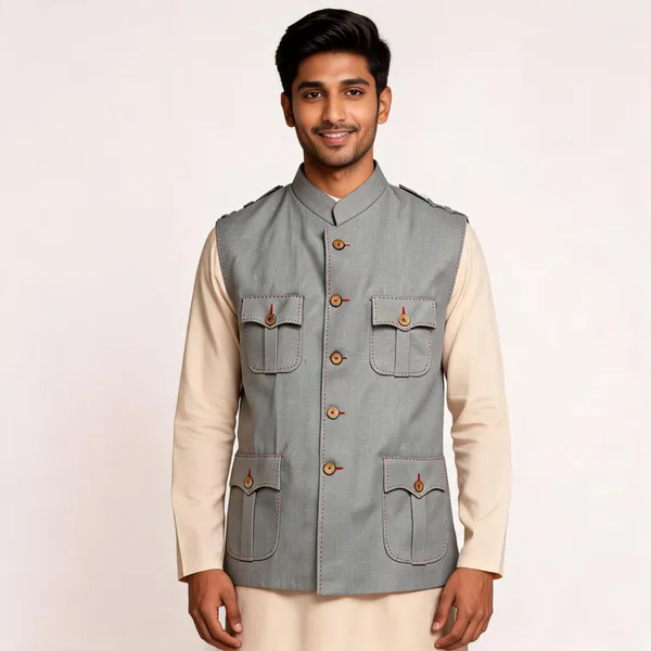 Grey_Matty_Nehru_Collar_Sleeveless_Waistcoat_For_Men