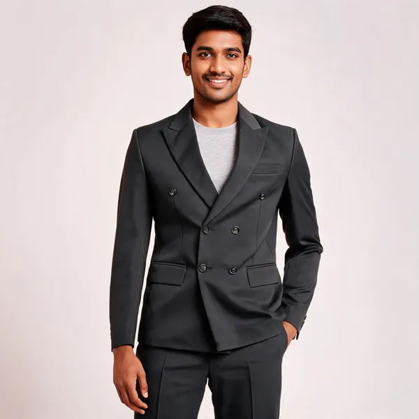 Black_Cotton_Double_Breasted_Blazer_Coat_Pant_For_Men