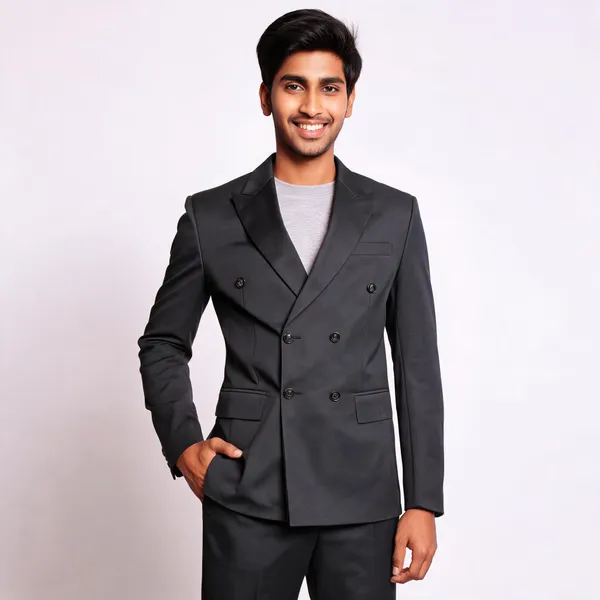 Black_Cotton_Double_Breasted_Blazer_Coat_Pant_For_Men