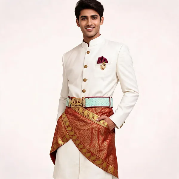 White_Zari_Work_Kamar_Belt_For_Men