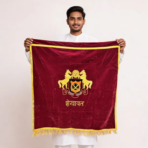 Velvet_Maroon_Shekhawat_Rajput_Embroidered_Banner_Flag
