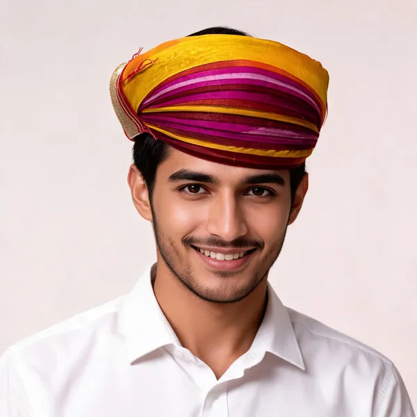 Multicolor_Half_Pure_Fabric_Traditional_Turban_For_Men