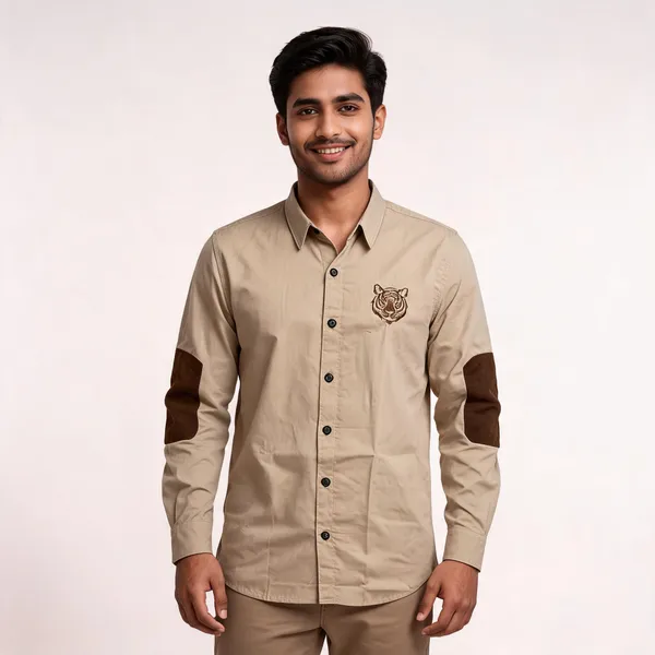 Beige_Cotton_Embroidered_Rajputana_Shirt_For_Men