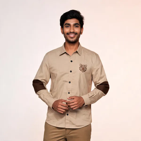 Beige_Cotton_Embroidered_Rajputana_Shirt_For_Men